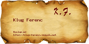 Klug Ferenc névjegykártya